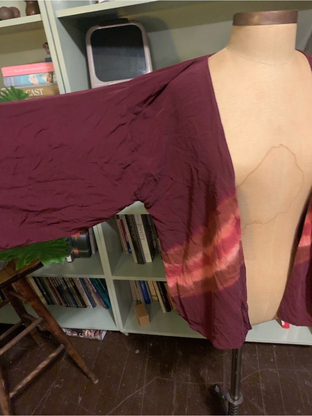 Maroon Tie-Dye Silk Blouse